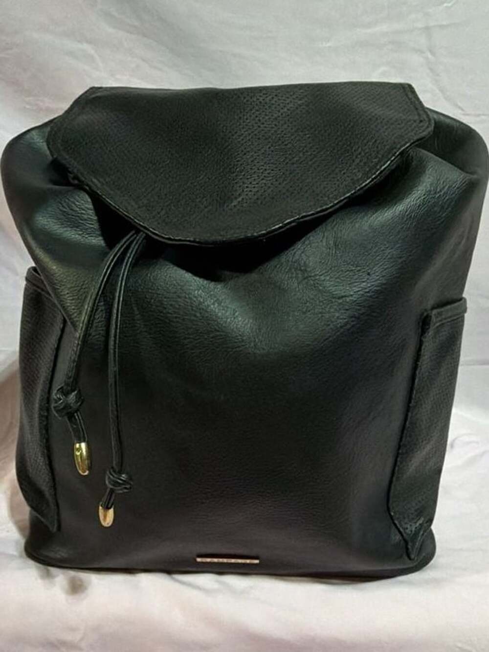 Rampage Black Faux Leather Drawstring Backpack